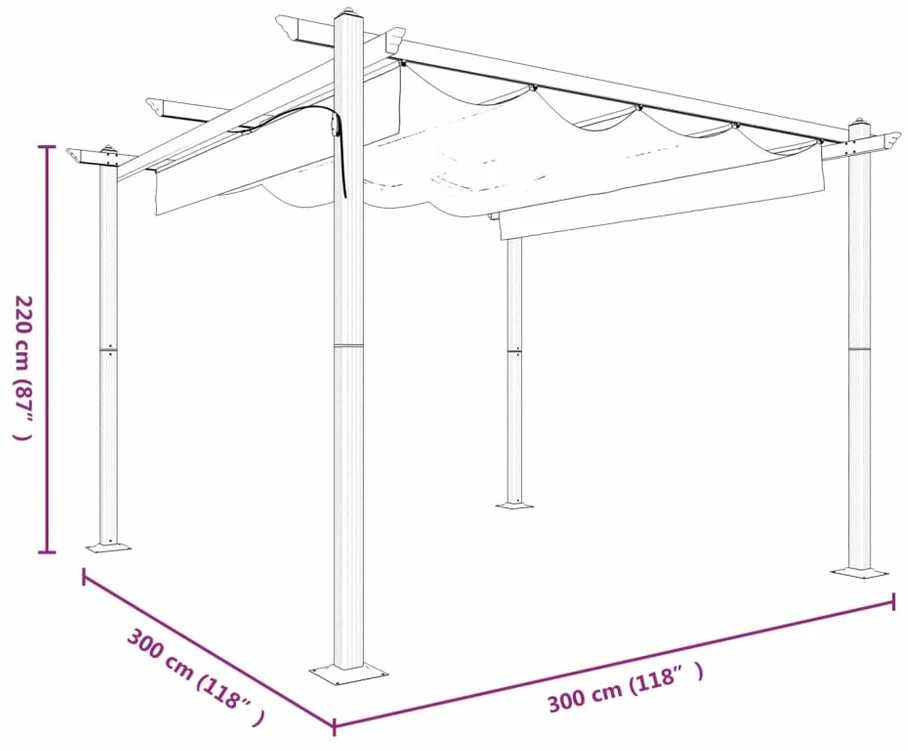Sodo pavėsinė su įtraukiamu stogu, antracito spalvos, 3x3m