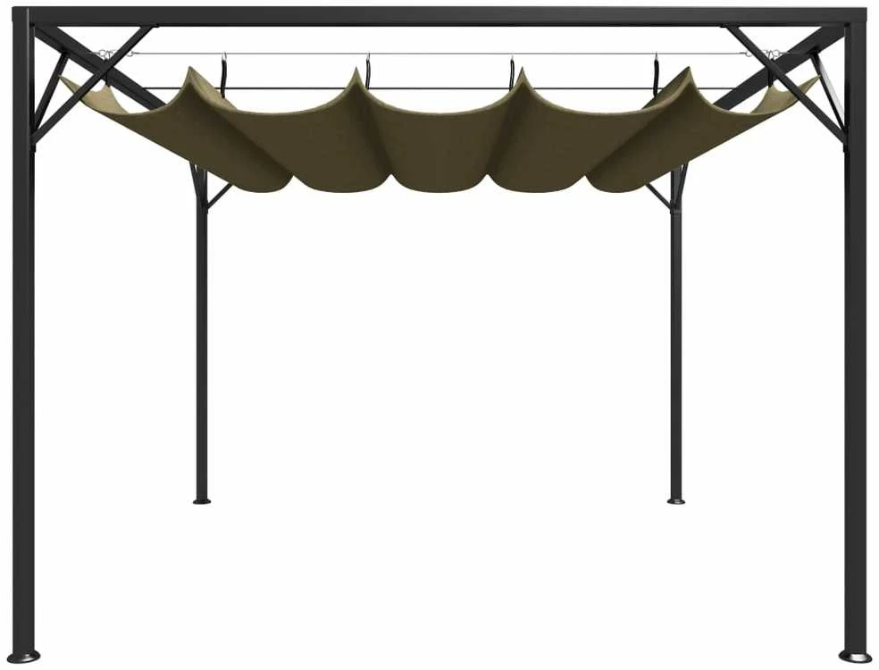 Sodo pavėsinė su įtraukiamu stogu, taupe spalvos, 3x3m, 180g/m²