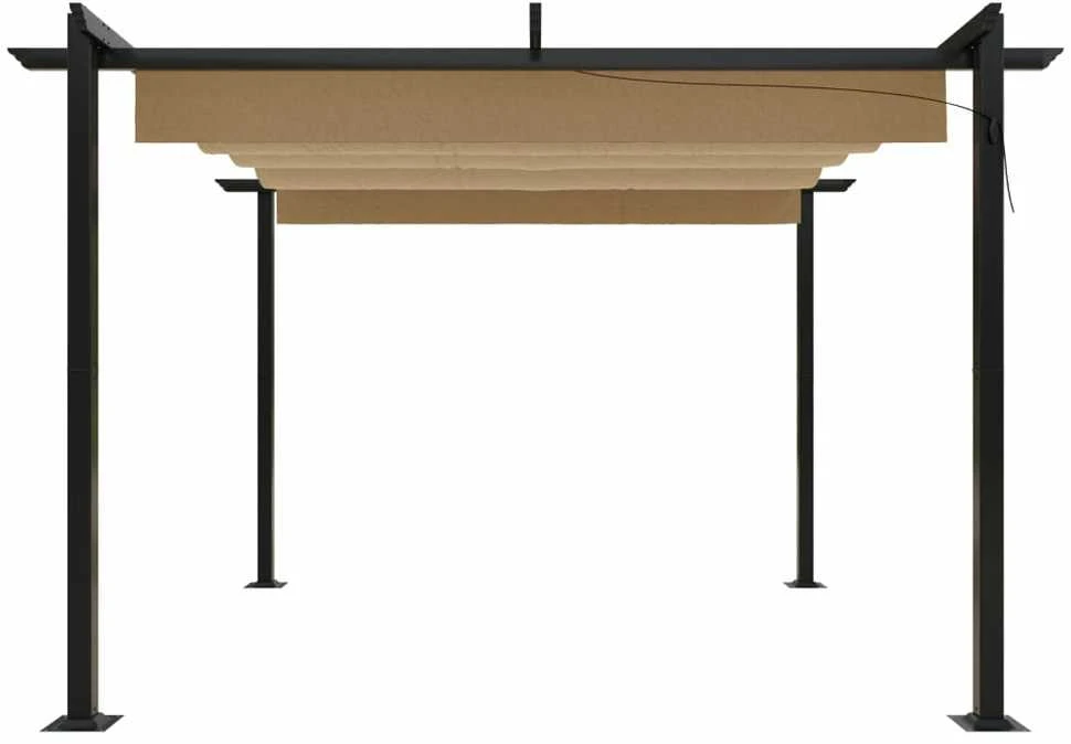 Sodo pavėsinė su įtraukiamu stogu, taupe spalvos, 3x3m