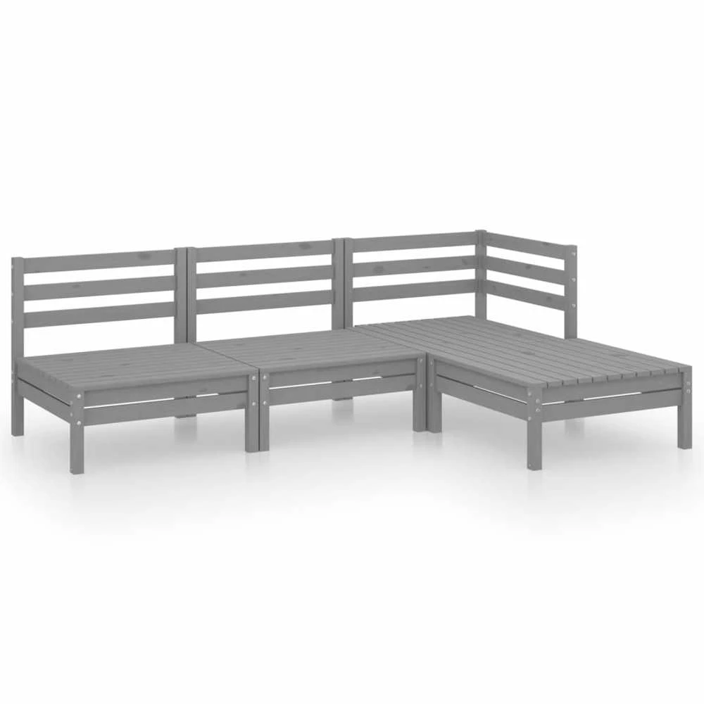 Lauko baldų komplektas Sodo poilsio baldų komplektas, 4 dalių, pilkas, pušies masyvas