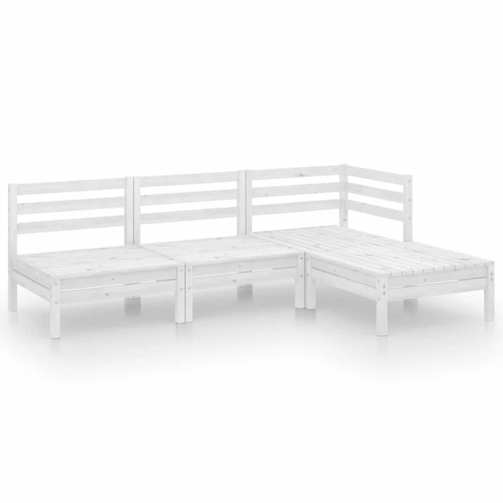 Lauko baldų komplektas Sodo poilsio baldų komplektas, 4 dalių, baltas, pušies masyvas