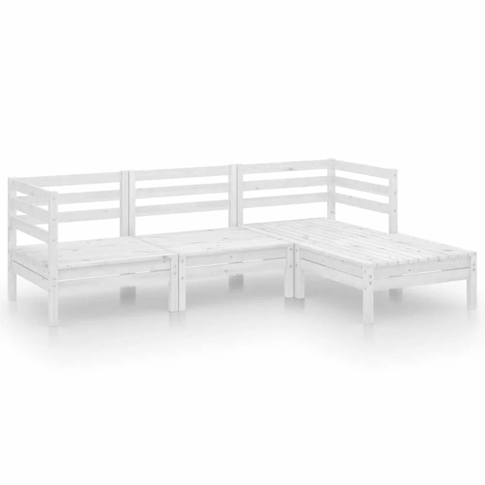 Lauko baldų komplektas Sodo poilsio baldų komplektas, 4 dalių, baltas, pušies masyvas