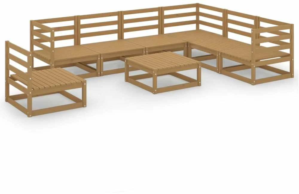 Lauko baldų komplektas Sodo poilsio baldų komplektas, 8 dalių, rudas, pušies masyvas