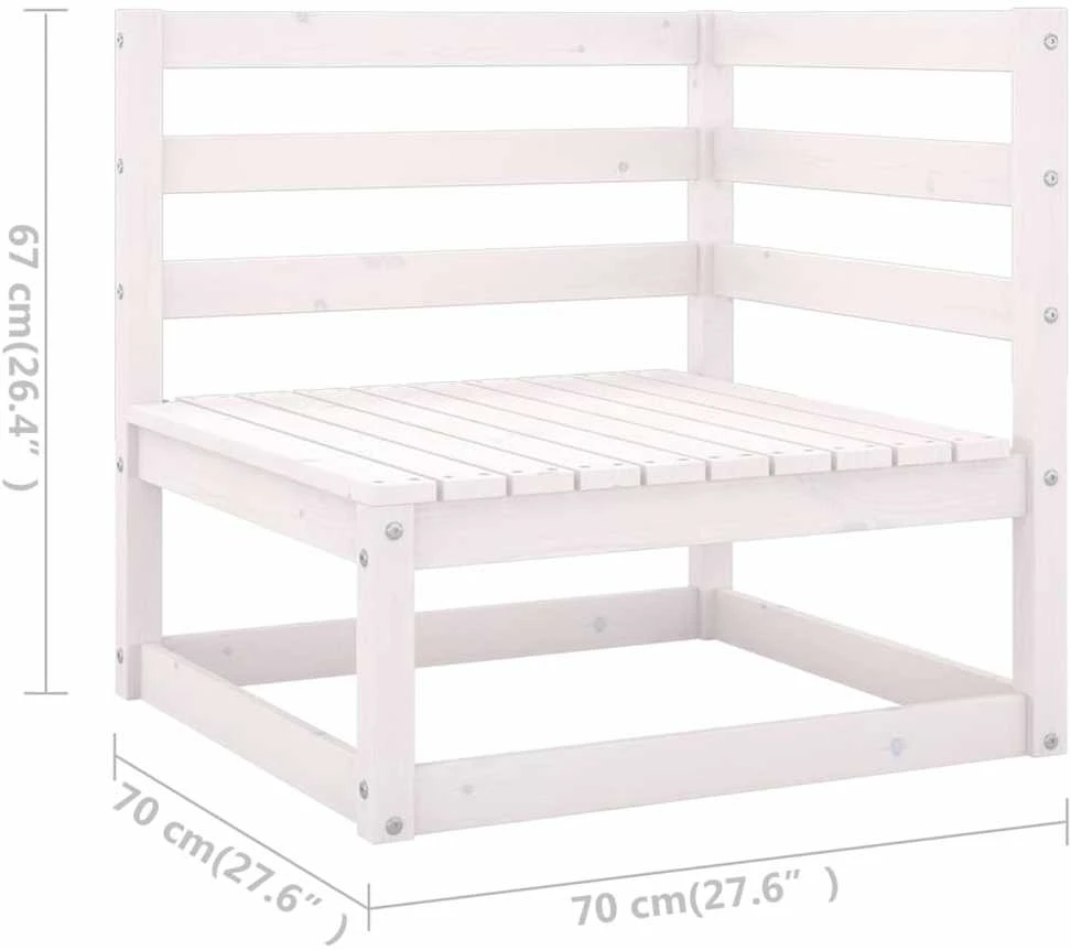 Lauko baldų komplektas Sodo poilsio baldų komplektas, 8 dalių, baltas, pušies masyvas