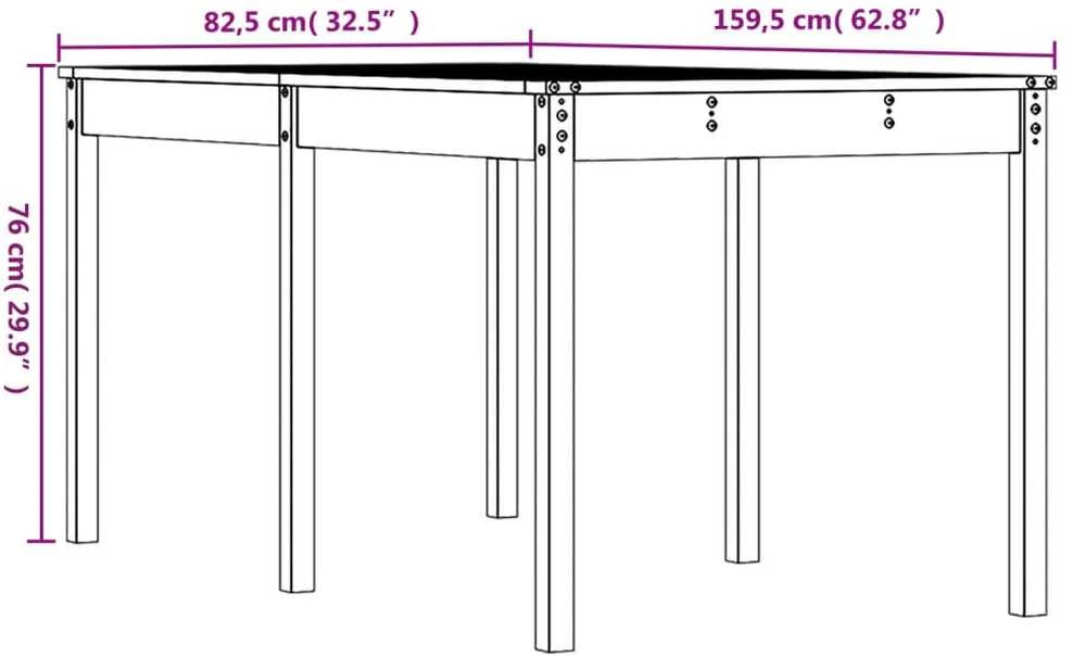 Sodo stalas, 159,5x82,5x76cm, duoglas eglės medienos masyvas