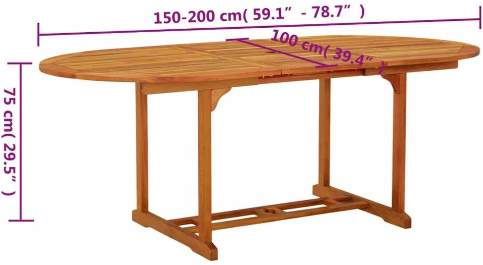 Sodo stalas, 200x100x75cm, eukalipto medienos masyvas
