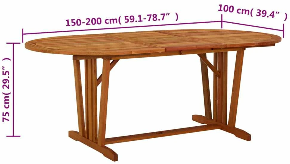 Sodo stalas, 200x100x75cm, eukalipto medienos masyvas