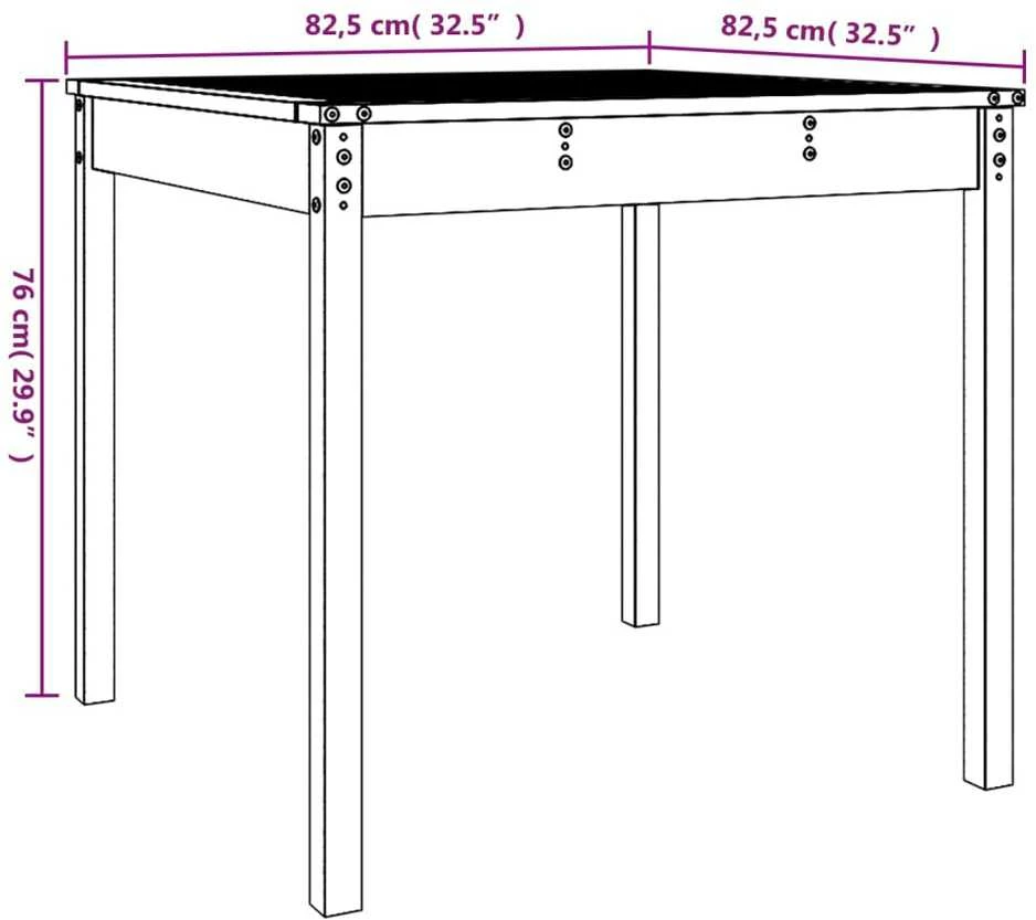 Sodo stalas, 82,5x82,5x76cm, duoglas eglės medienos masyvas