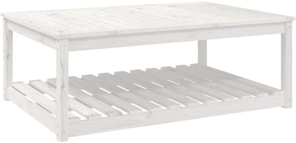 Sodo stalas, baltas, 121x82,5x45cm, pušies medienos masyvas