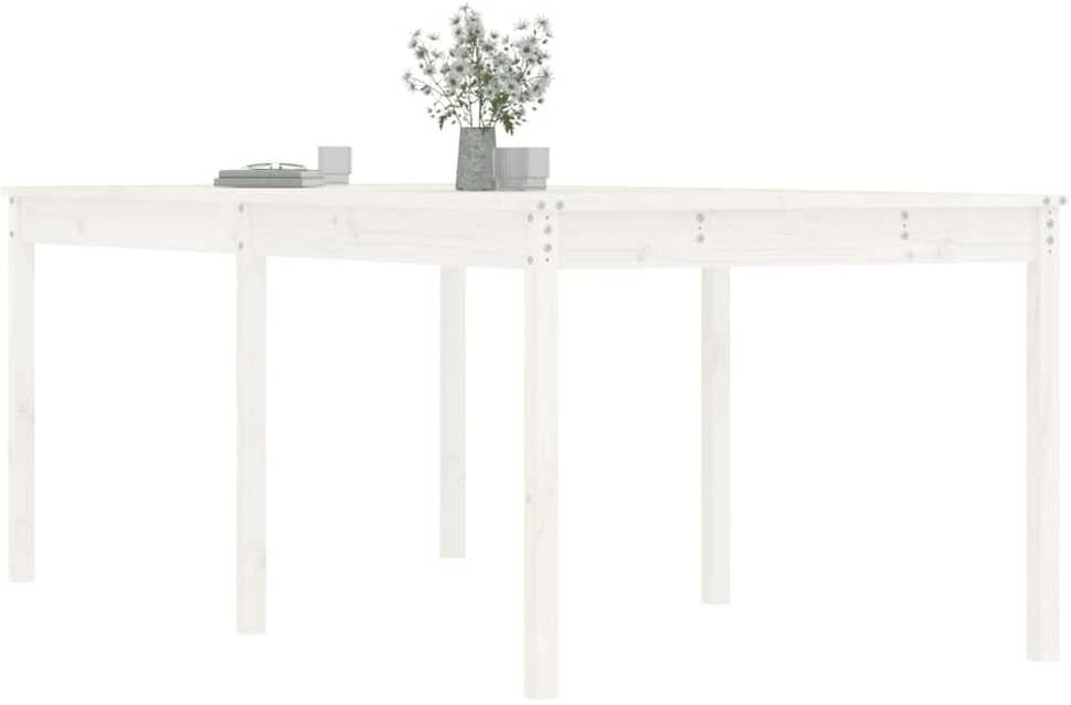 Sodo stalas, baltas, 203,5x100x76cm, pušies medienos masyvas