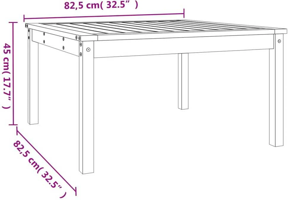Sodo stalas, baltas, 82,5x82,5x45cm, pušies medienos masyvas