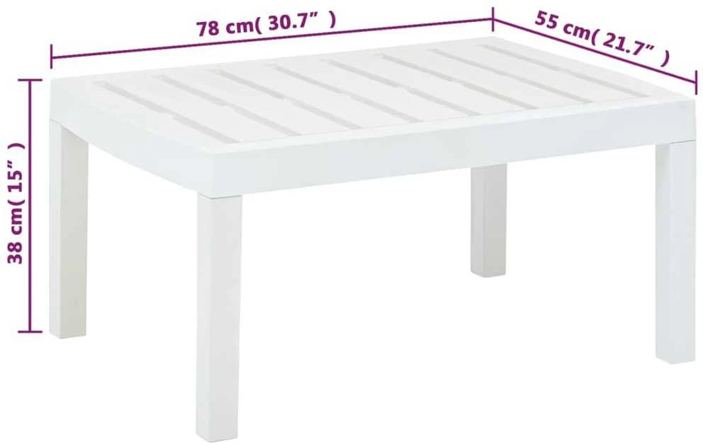 Sodo stalas, baltos spalvos, 78x55x38cm, plastikas