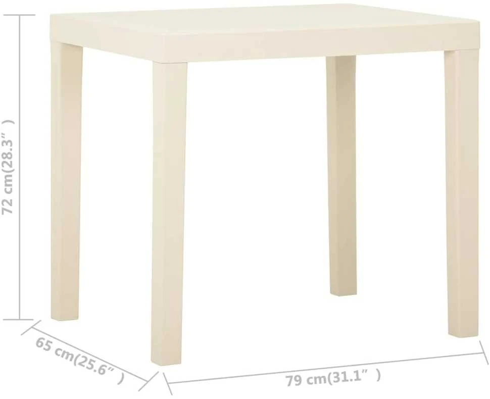 Sodo stalas, baltos spalvos, 79x65x72cm, plastikas