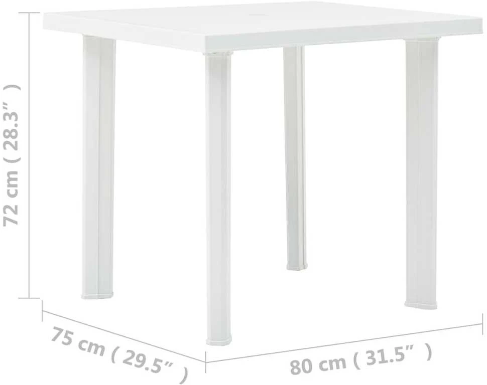 Sodo stalas, baltos spalvos, 80x75x72cm, plastikas