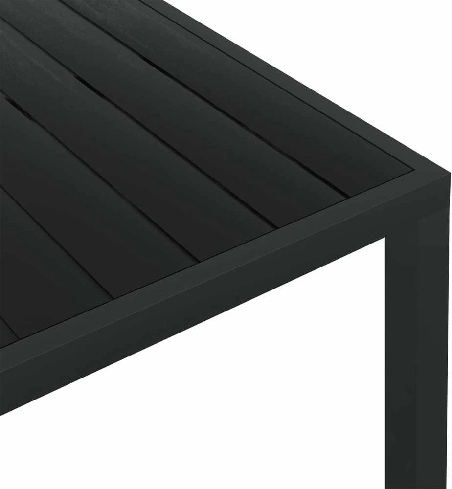 Sodo stalas, juodas, 150x90x74cm, aliuminis ir WPC