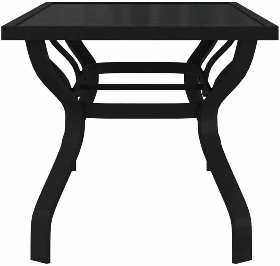 Sodo stalas, juodos spalvos, 180x80x70cm, plienas ir stiklas