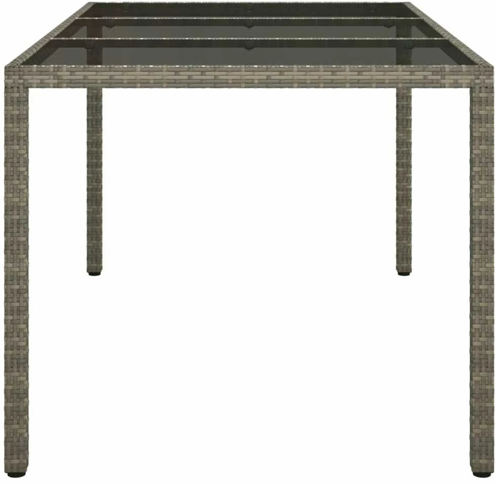 Sodo stalas, pilkas, 150x90x75cm, grūdintas stiklas/poliratanas