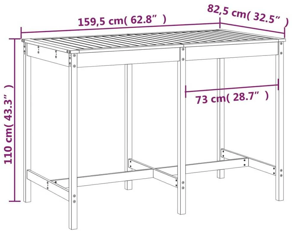 Sodo stalas, pilkas, 159,5x82,5x110cm, pušies medienos masyvas