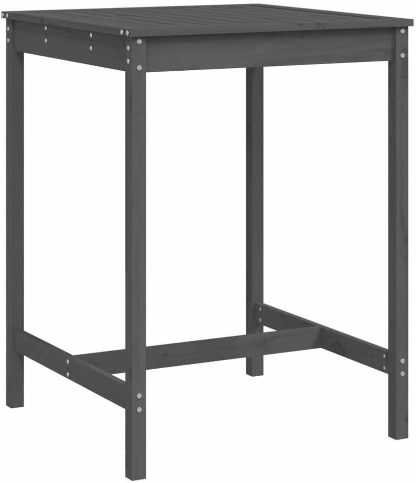 Sodo stalas, pilkas, 82,5x82,5x110cm, pušies medienos masyvas