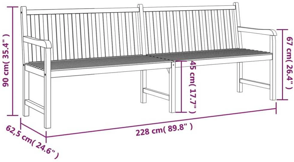 Sodo suoliukas, 228cm, tikmedžio medienos masyvas