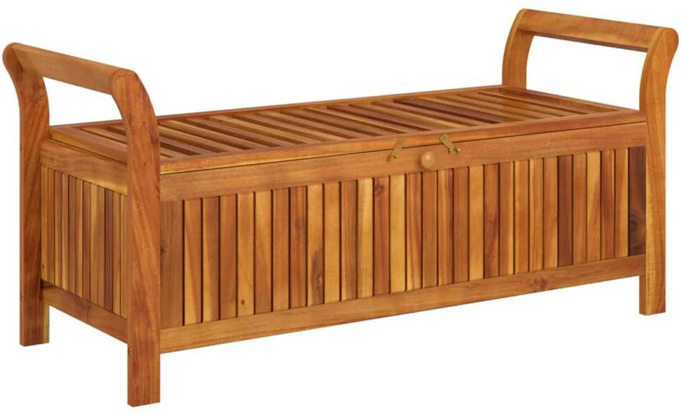 Sodo suoliukas-daiktadėžė su pagalvėle, 126cm, akacijos masyvas