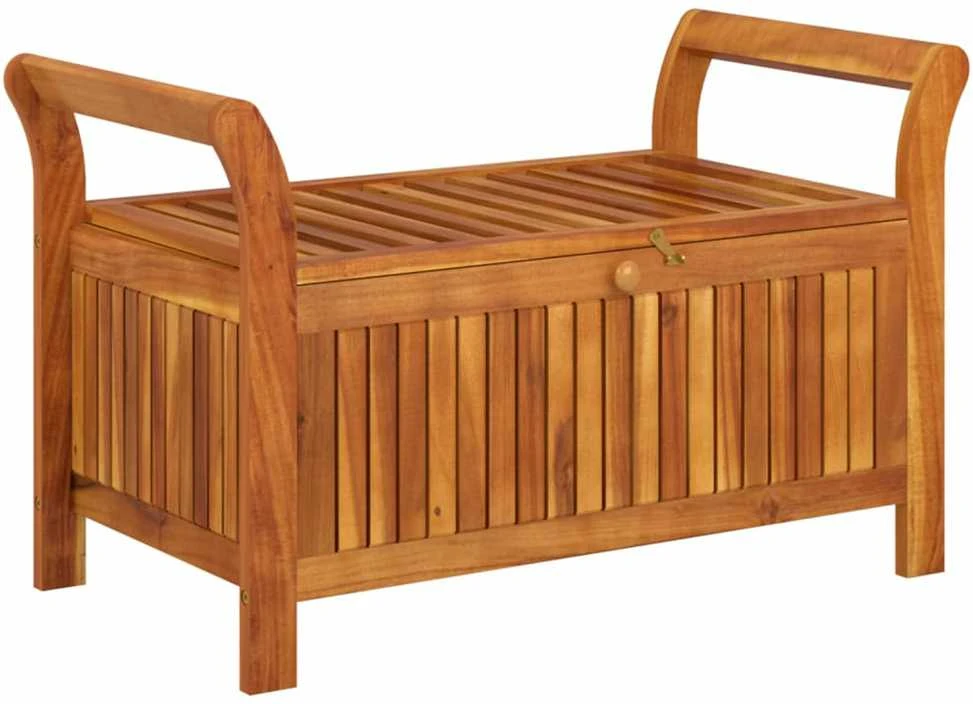 Sodo suoliukas-daiktadėžė su pagalvėle, 91cm, akacijos masyvas