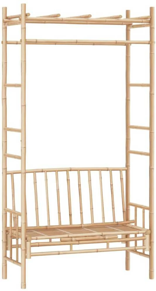 Sodo suoliukas su pergole, 116cm, bambukas
