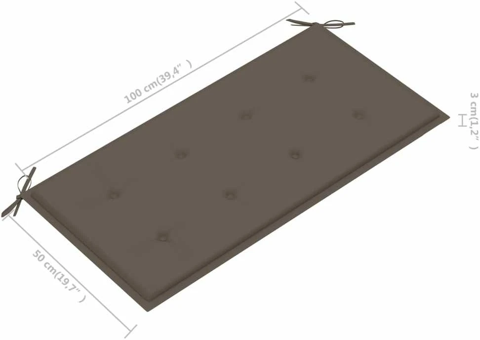Sodo suoliukas su taupe spalvos pagalvėle, 112cm, tikmedis