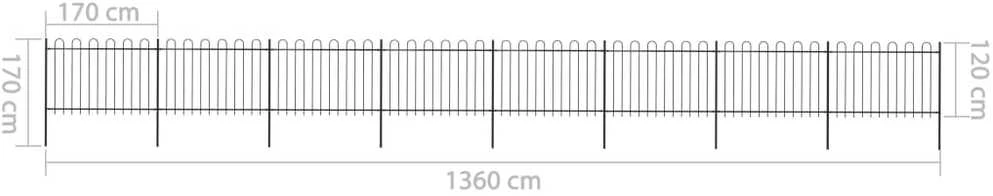 Sodo tvora su apvaliais viršug., juoda, 13,6x1,2 m, plienas
