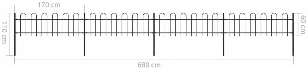 Sodo tvora su apvaliais viršugaliais, juoda, 6,8x0,6 m, plienas