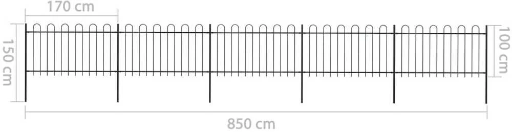 Sodo tvora su apvaliais viršugaliais, juoda, 8,5x1 m, plienas