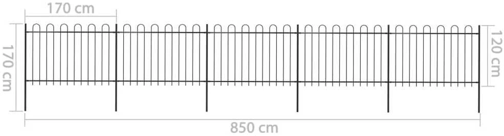 Sodo tvora su apvaliais viršugaliais, juoda, 8,5x1,2 m, plienas