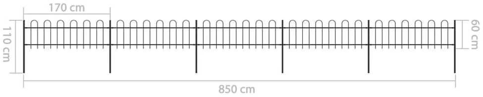 Sodo tvora su apvaliais viršugaliais, juoda, 8,5x0,6 m, plienas