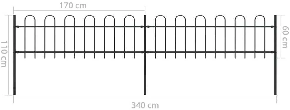 Sodo tvora su apvaliais viršugaliais, juoda, 3,4x0,6 m, plienas