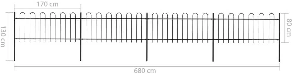 Sodo tvora su apvaliais viršugaliais, juoda, 6,8x0,8 m, plienas