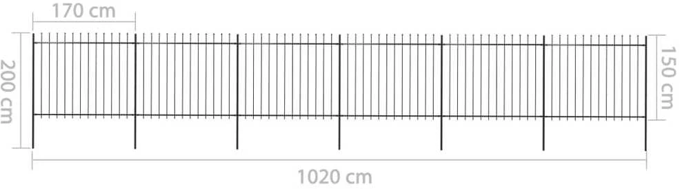 Sodo tvora su iečių viršugal., juoda, 10,2x1,5m, plienas