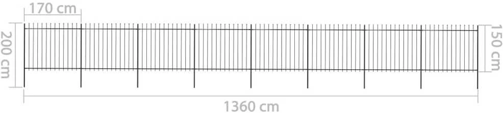 Sodo tvora su iečių viršugal., juoda, 13,6x1,5m, plienas
