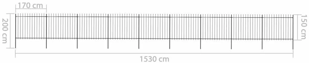 Sodo tvora su iečių viršugal., juoda, 15,3x1,5m, plienas