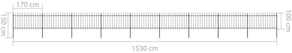 Sodo tvora su iečių viršugal., juoda, 15,3x1m, plienas