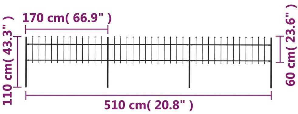 Sodo tvora su iečių viršugal., juoda, 5,1x0,6m, plienas