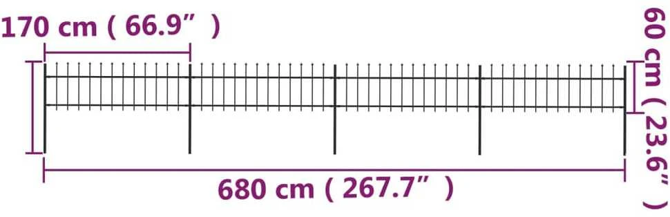 Sodo tvora su iečių viršugal., juoda, 6,8x0,6m, plienas