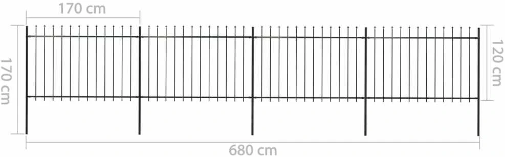 Sodo tvora su iečių viršugal., juoda, 6,8x1,2m, plienas
