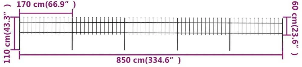 Sodo tvora su iečių viršugal., juoda, 8,5x0,6m, plienas