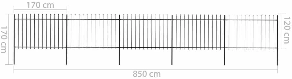 Sodo tvora su iečių viršugal., juoda, 8,5x1,2m, plienas