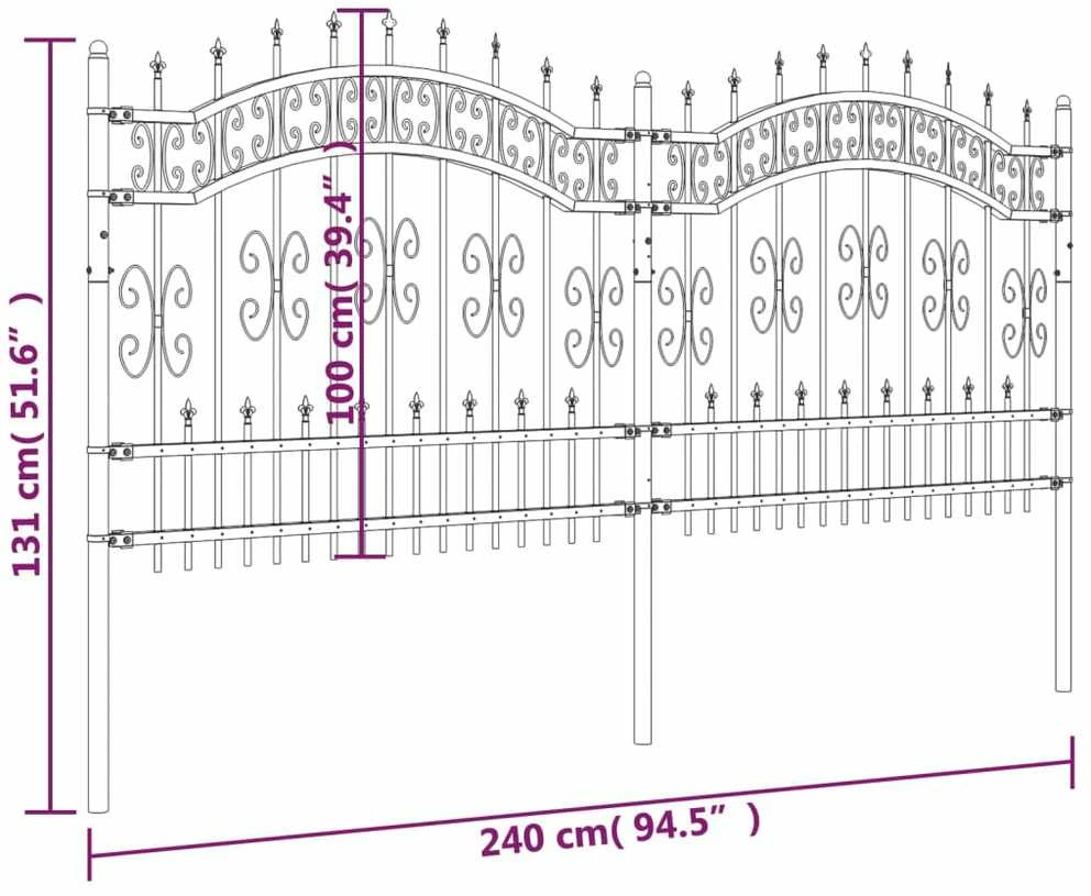 Sodo tvora su smailiomis viršūnėmis, juoda, 140cm, plienas