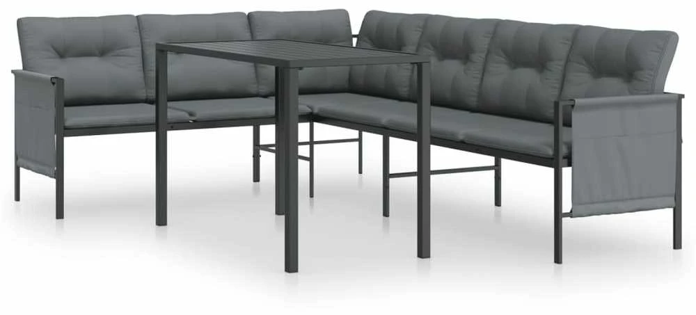 Lauko baldų komplektas Sodo valgomojo baldų komplektas, 2 dalių, antracito, plienas