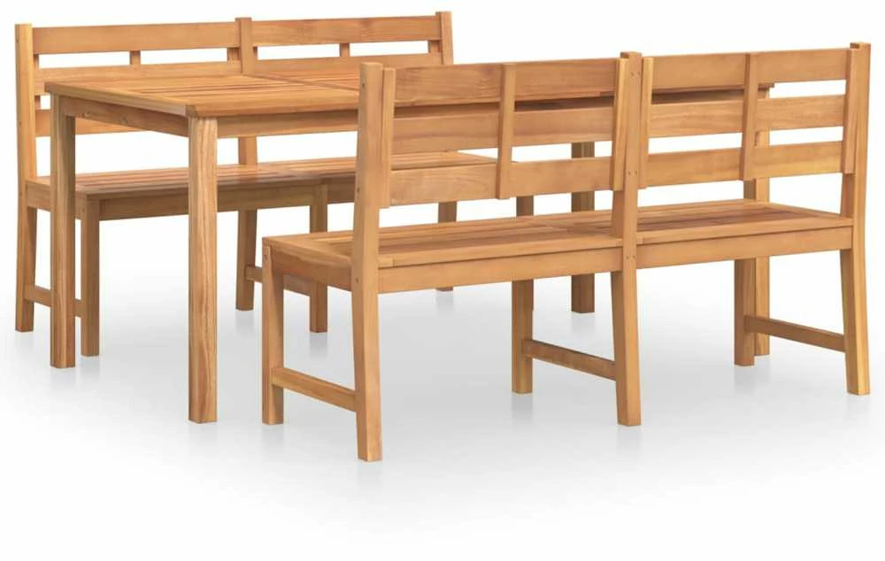 Lauko baldų komplektas Sodo valgomojo baldų komplektas, 3 dalių, tikmedžio masyvas