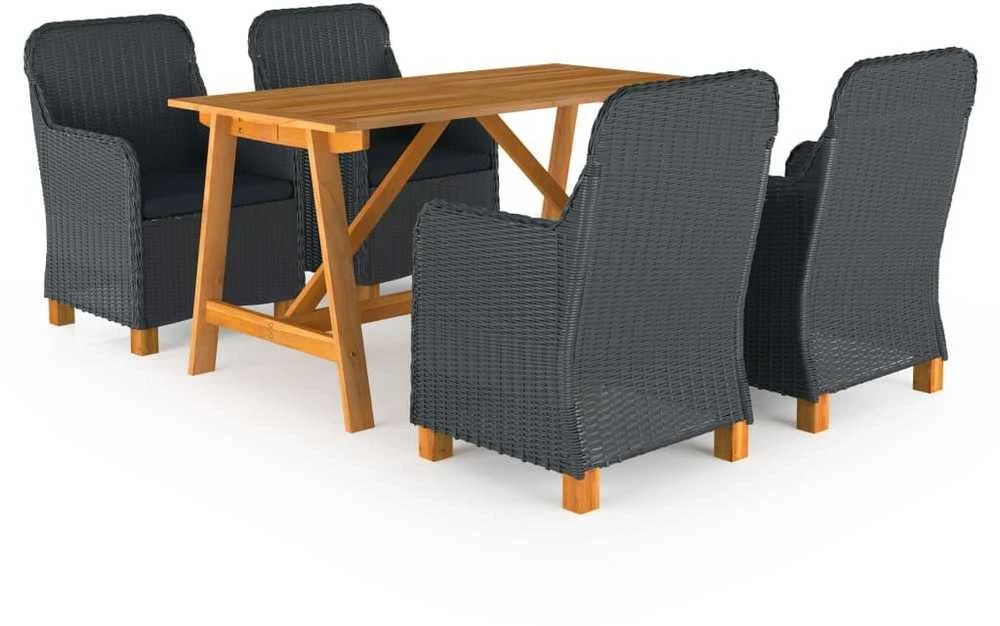 Lauko baldų komplektas Sodo valgomojo baldų komplektas, 5 dalių, tamsiai pilkas