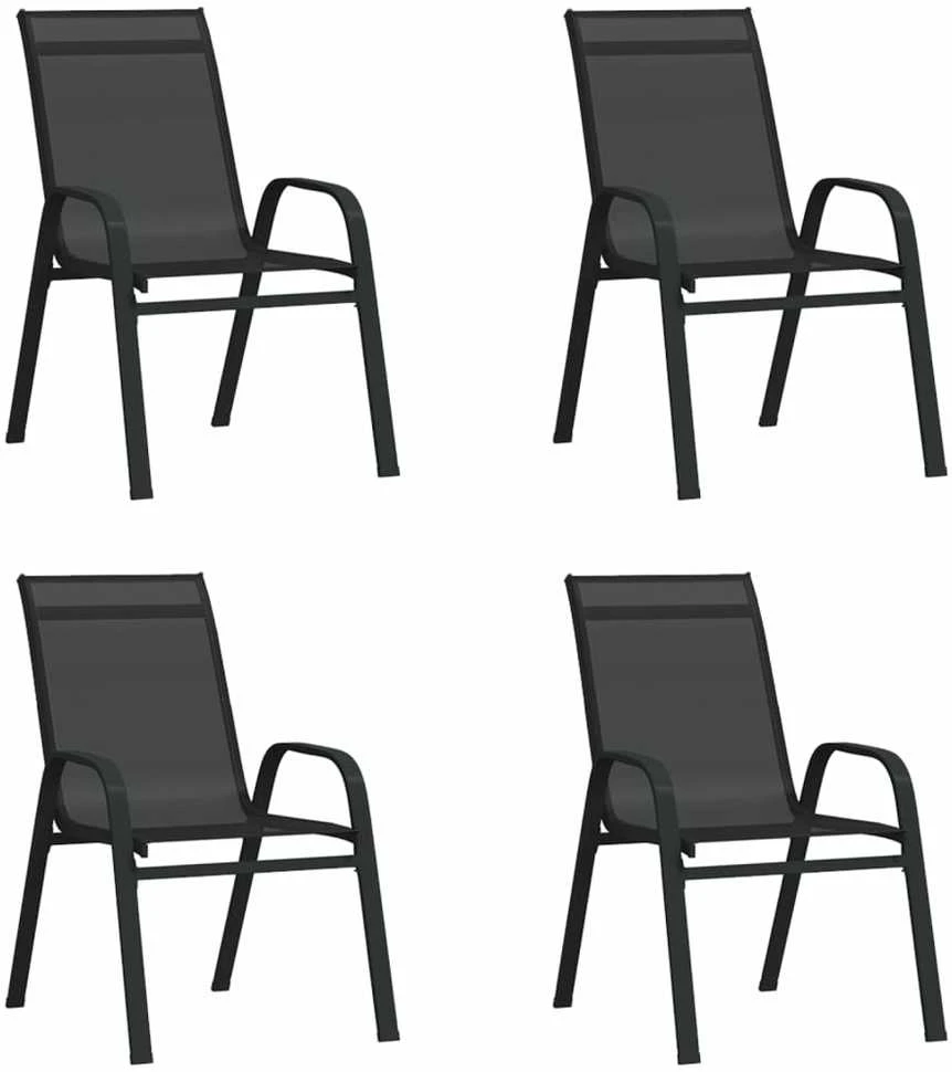 Lauko baldų komplektas Sodo valgomojo baldų komplektas, 5 dalių, juodos spalvos