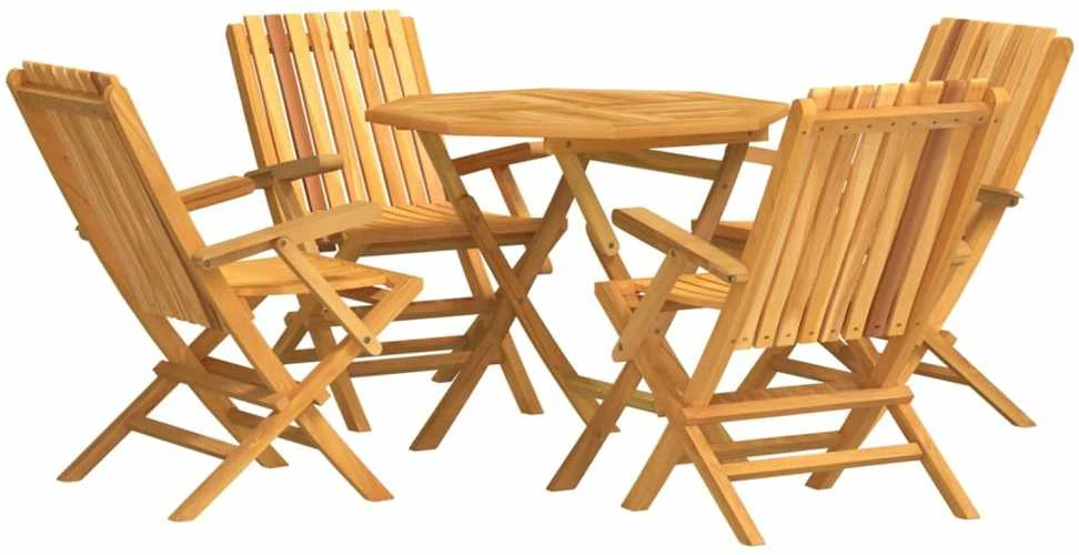 Lauko baldų komplektas Sodo valgomojo baldų komplektas, 5 dalių, tikmedžio masyvas